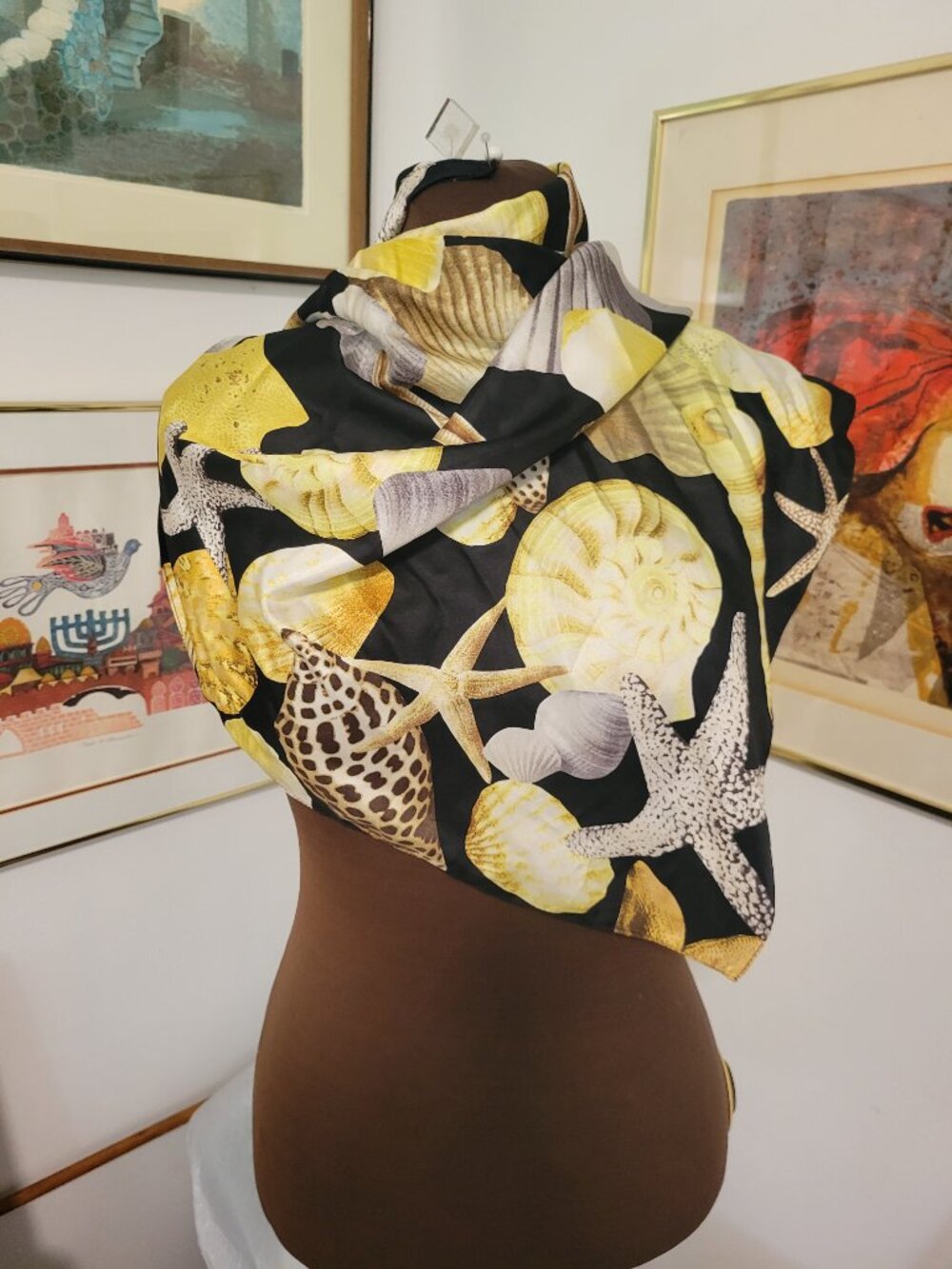 Echo 100% Silk Seashells Scarf - Picture 2 of 3